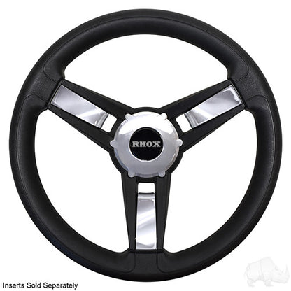 Giazza Steering Wheel, Black, Yamaha Hub – shown with silver inserts