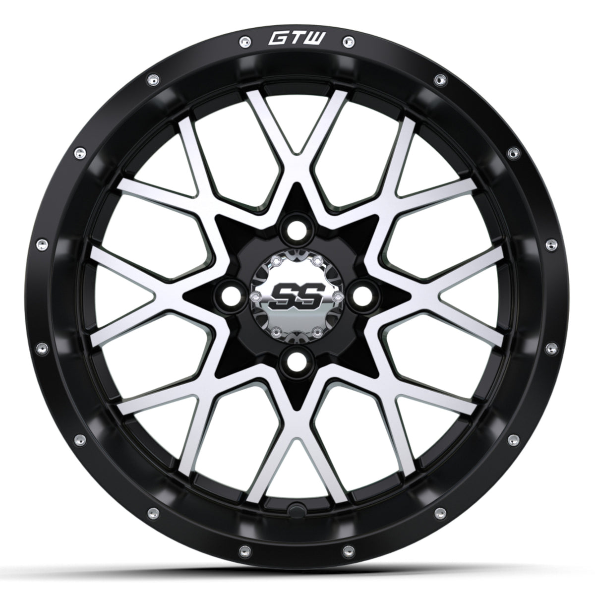 Vortex 2 Wheel, 14X7, Matte Black/Matte Machined – wheel, front view