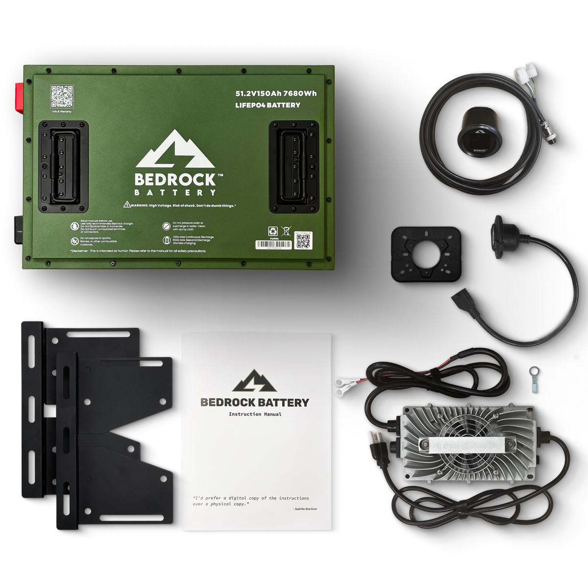 Bedrock Battery 48V 150Ah Lithium Conversion Kit Inclusion with Round Charge Meter - Other Cart