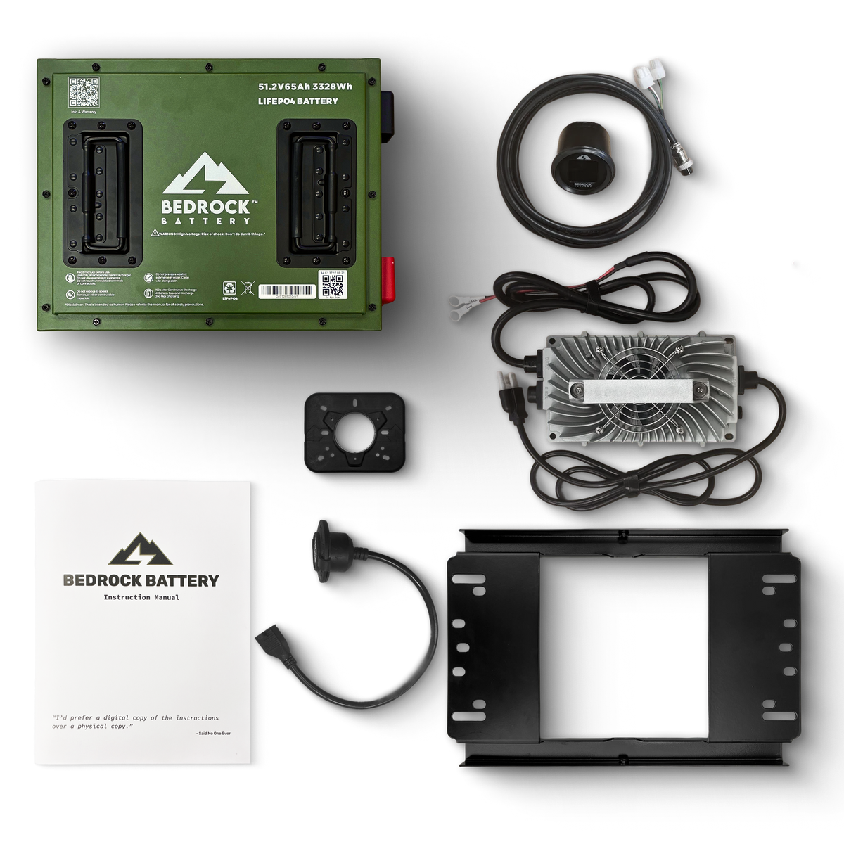 Bedrock Battery 48V 65Ah Slim Lithium Conversion Kit Inclusion with Round Charge Meter for TXT / RXV