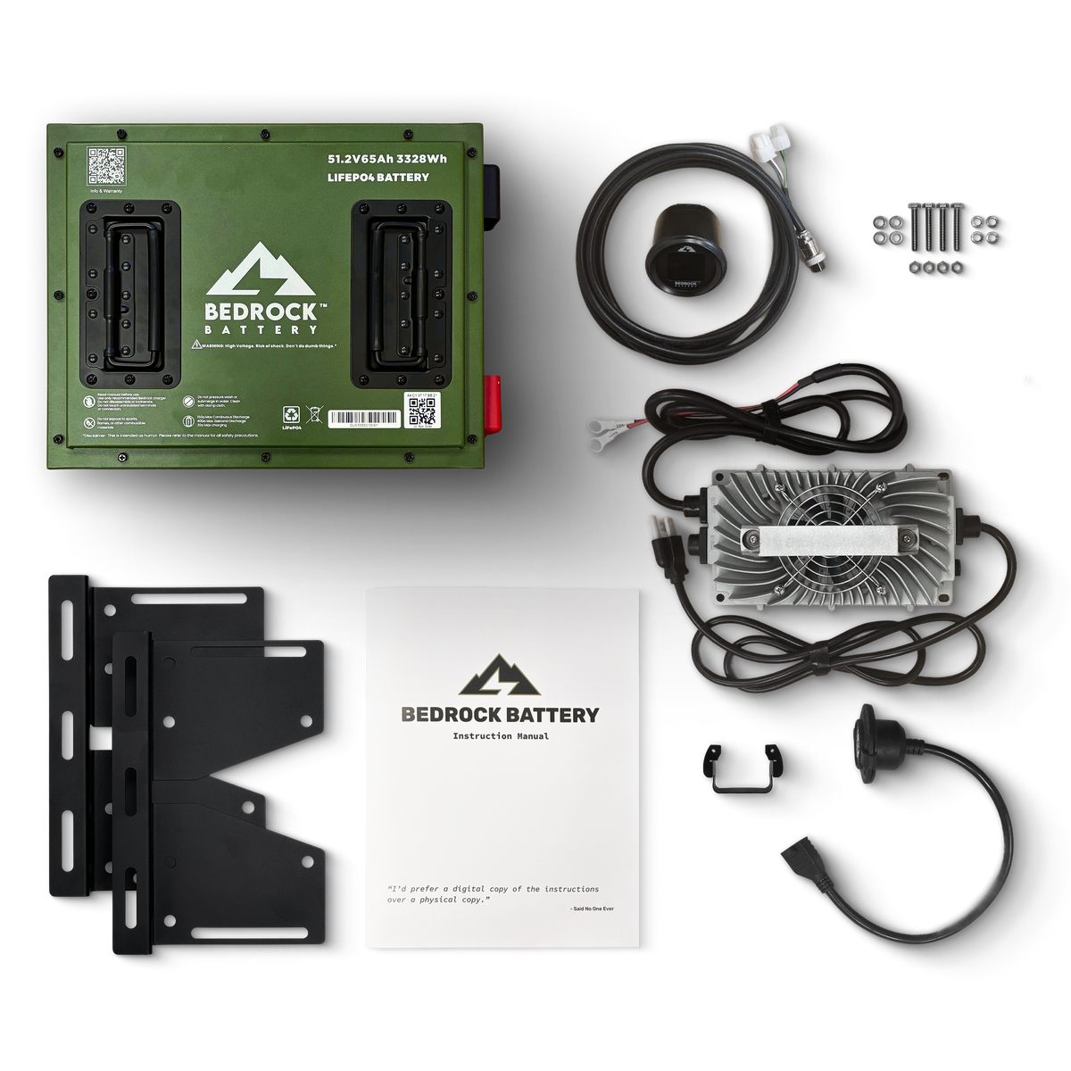 Bedrock Battery 48V 65Ah Slim Lithium Conversion Kit Inclusion with Round Charge Meter for Precedent 09