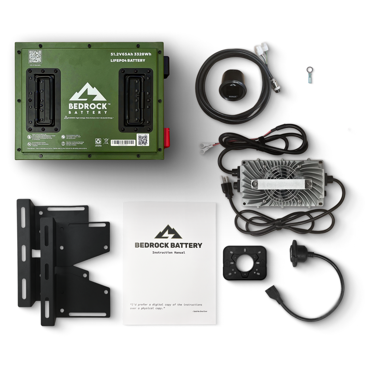 Bedrock Battery 48V 65Ah Lithium Conversion Kit Inclusion with Round Charge Meter