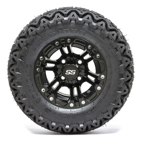 10 Specter Matte Black Wheels and A/T Tires Set of 4