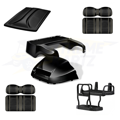 Precedent Factory Style 5pc Upgrade Kit:
Body Kit - Black, Extreme Seat -Black/Graphite, 80" Top - Black, Rear Seat Kit - Max5 (without cupholder)
