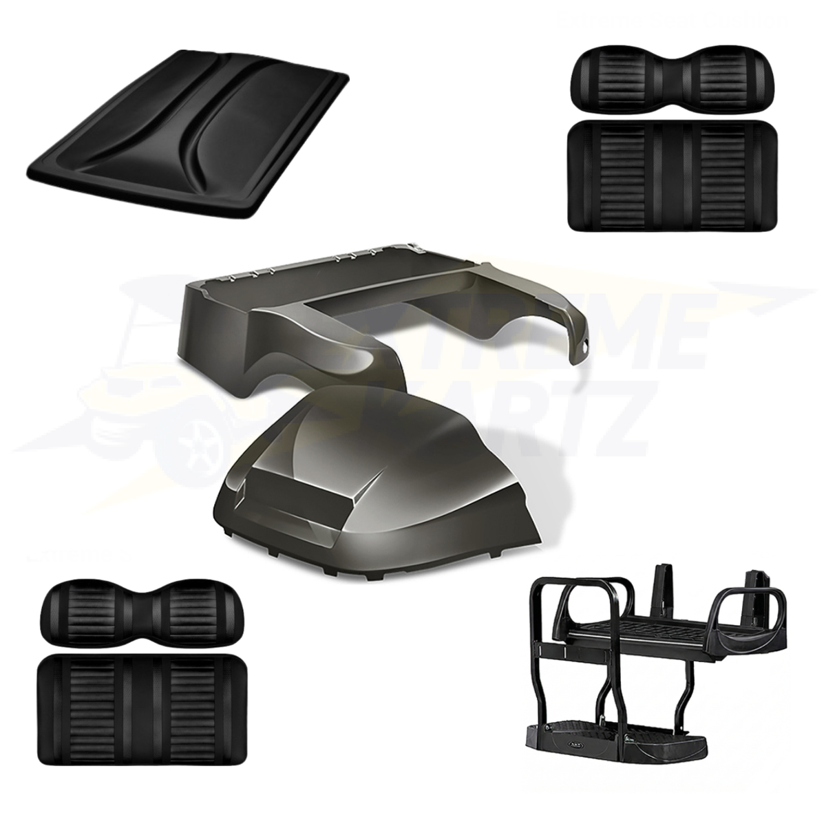 Precedent Factory Style 5pc Upgrade Kit:
Body Kit - Graphite, Extreme Seat -Black/Black, 80" Top - Black, Rear Seat Kit - Max5 (without Cupholder)