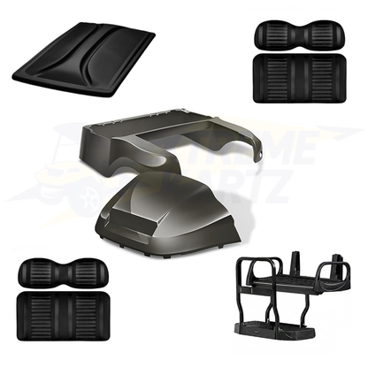 Precedent Factory Style 5pc Upgrade Kit:
Body Kit - Graphite, Extreme Seat -Black/Black, 80" Top - Black, Rear Seat Kit - Max5 (without Cupholder)