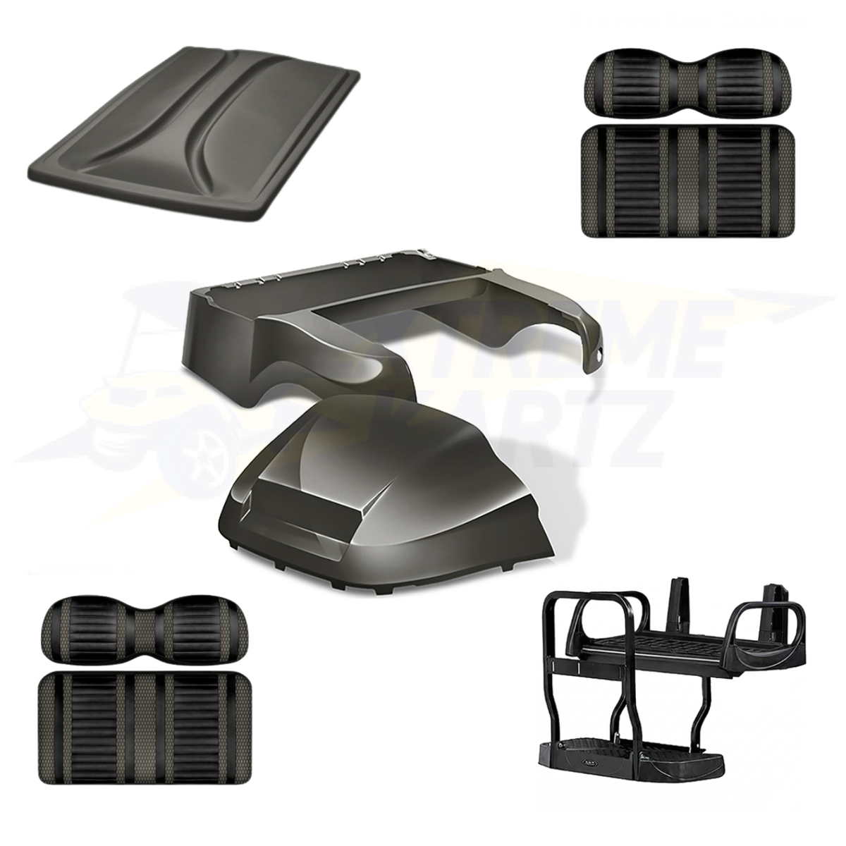 Precedent Factory Style 5pc Upgrade Kit-Body Kit - Graphite, Extreme Seat -Black/Graphite, 80" Top - Graphite, Rear Seat Kit - Max5 (without cupholder)