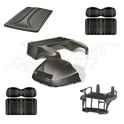 Precedent Factory Style 5pc Upgrade Kit:
Doubletake Body Kit - Graphite
Doubletake Extreme Seat -Black/Graphite
Doubletake 80" Top - Graphite
Doubletake Rear Seat Kit - Max6