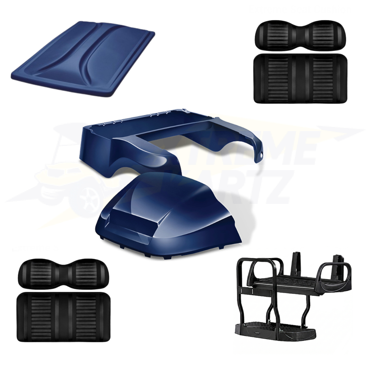 Precedent Factory Style 5pc Upgrade Kit-Body Kit - Navy, Extreme Seat -Black/Black, 80" Top - Navy, Rear Seat Kit - Max5 (without cupholder)