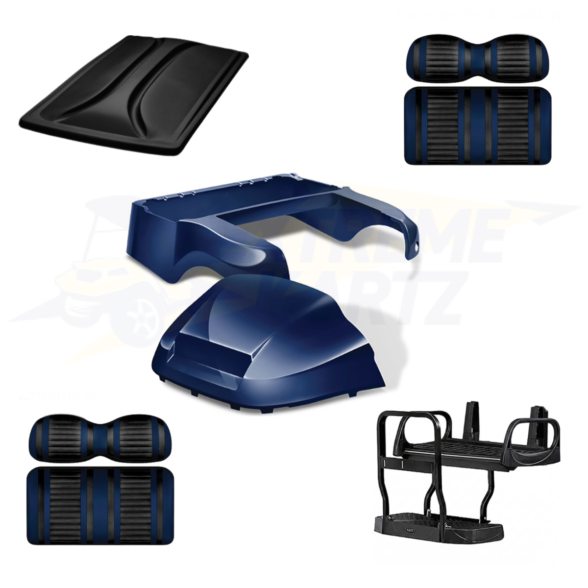 Precedent Factory Style 5pc Upgrade Kit-Body Kit - Navy, Extreme Seat -Black/Navy, 80" Top - Black, Rear Seat Kit - Max5 (without cupholder)