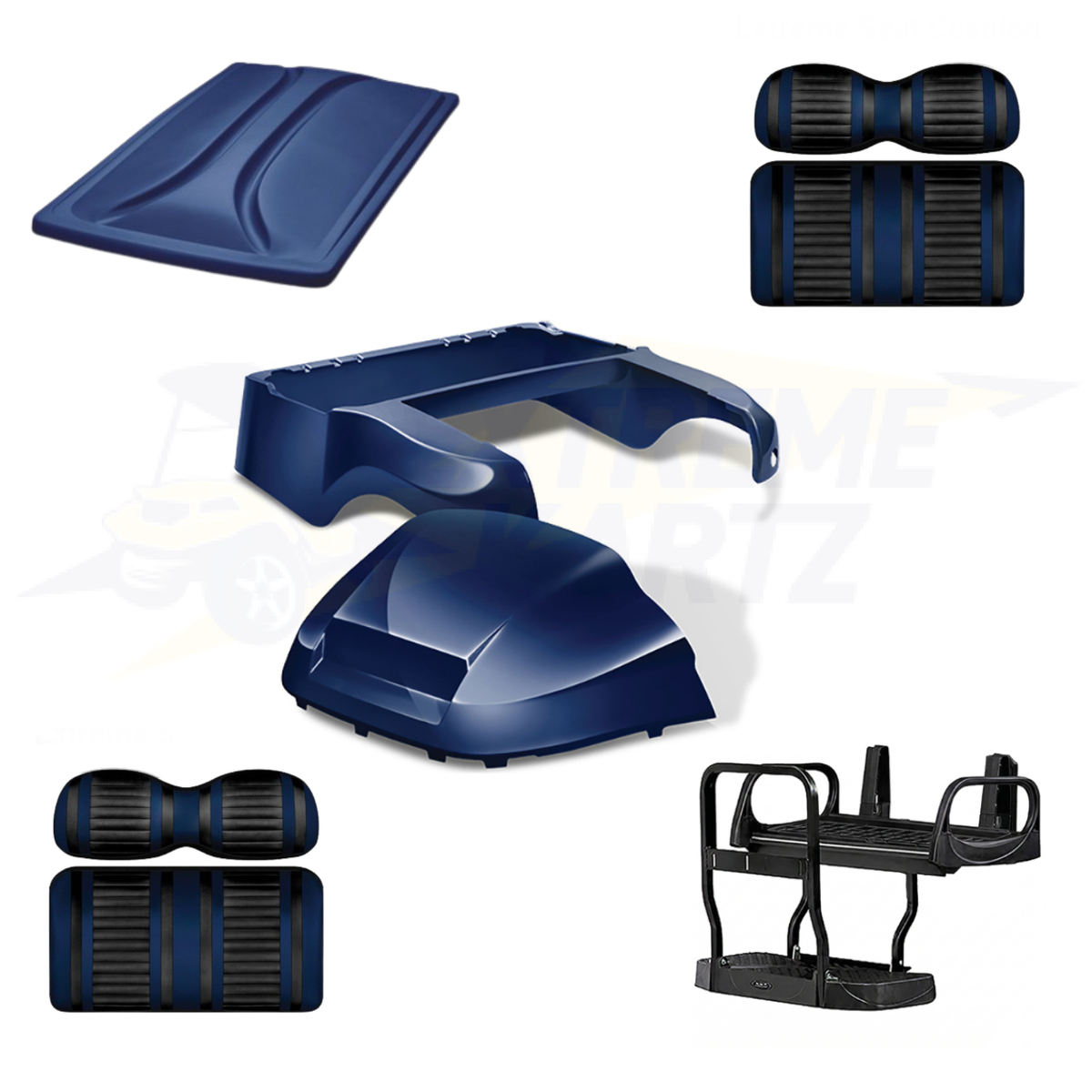 Precedent Factory Style 5pc Upgrade Kit-Body Kit - Navy, Extreme Seat -Black/Navy, 80" Top - Navy, Rear Seat Kit - Max5 (without cupholder)