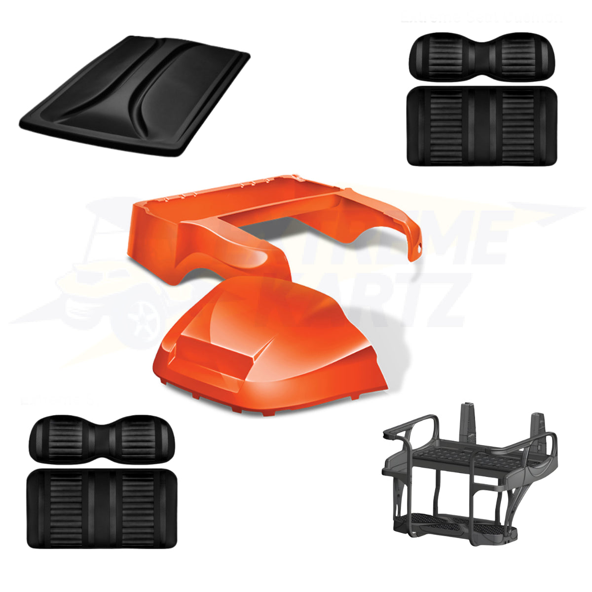 Club Car Precedent Factory Style 5pc Upgrade Kit - Orange - Max 6 Helix / Black/Black / Black – product view