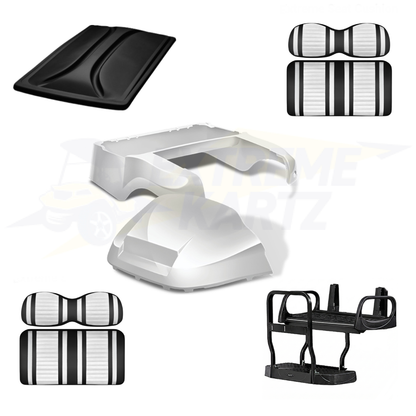 Precedent Factory Style 5pc Upgrade Kit:
Body Kit - White, Extreme Seat -Black/White, 80" Top - Black, Rear Seat Kit - Max5 (without cupholder)