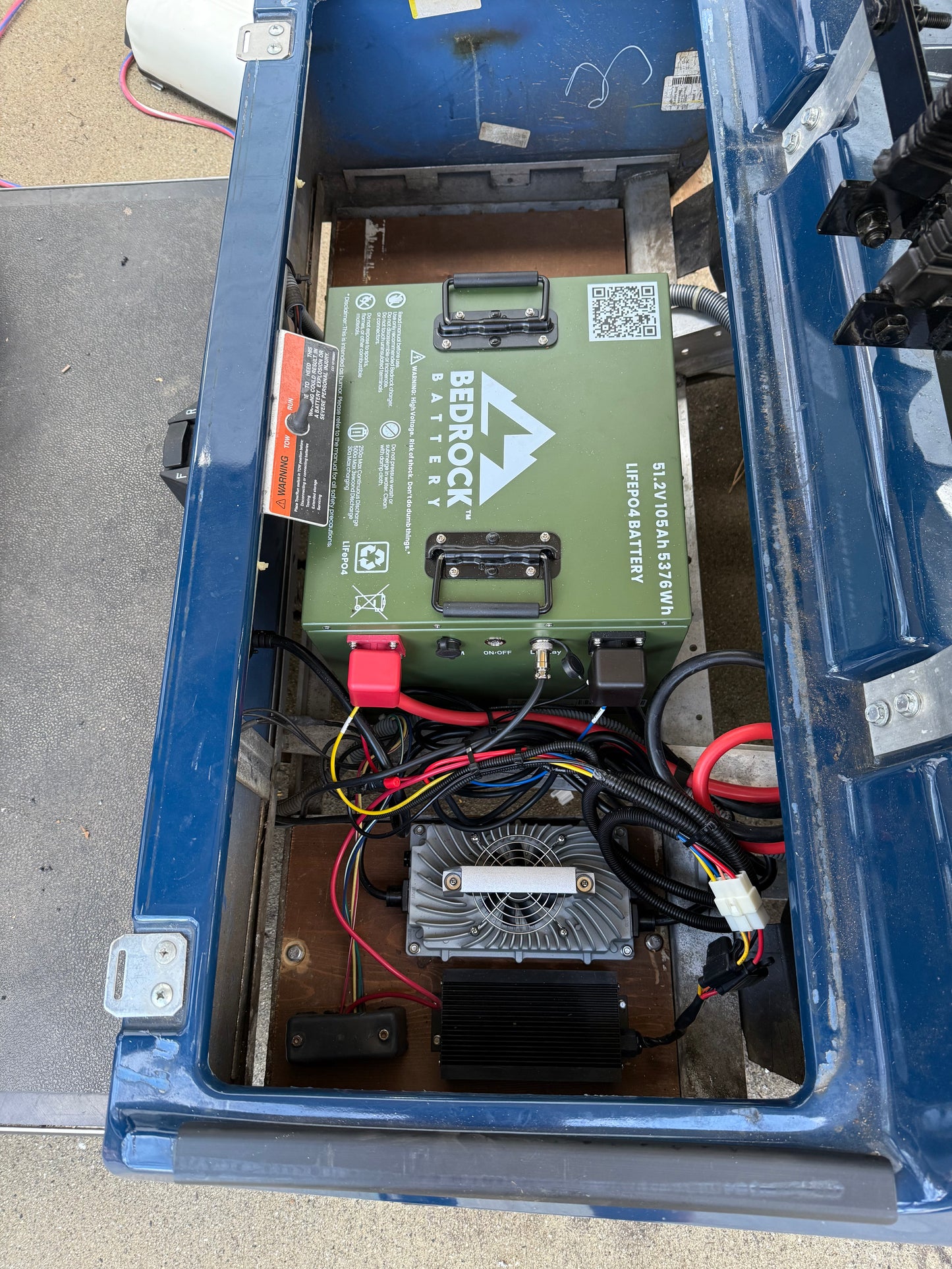 Bedrock Battery Compact battery installed on Club Car DS