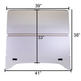 Storm Body Kits Folding Tinted Windshield - 2014+ – windshield with 41 x 38 inch dimensions