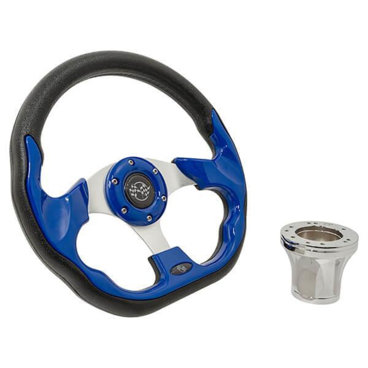 Steering Wheel Kit, Blue/Race 12.5 W/Chrome Adapter, Club Car Prec – additional product view