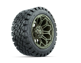 14" GTW Bravo Matte Recon Green Wheels with 22" Timberwolf Mud Tires - Set of 4