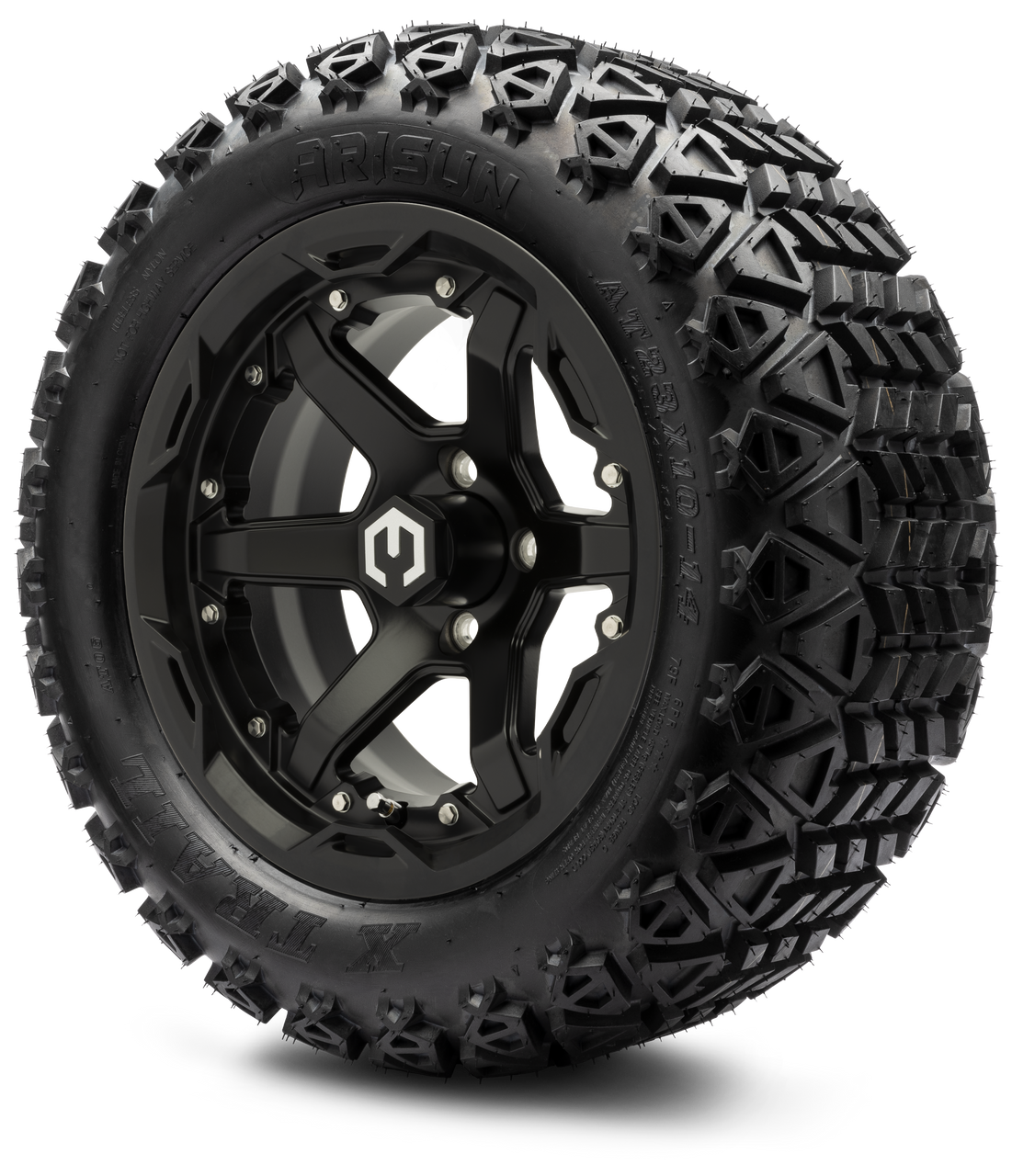 14" MODZ Gladiator Matte Black - Tire and Wheel Combo - All Terrain: 23x10-14 Arisun X Trail – product view