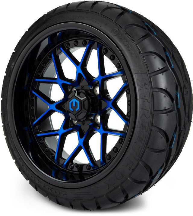 14" MODZ Formula Blue - Tire and Wheel Combo - Street: 205/40-14 MODZ Street Fox Radial – product view
