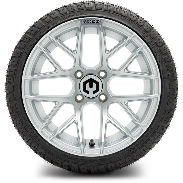 14" MODZ Matrix Matte Silver - Tire and Wheel Combo