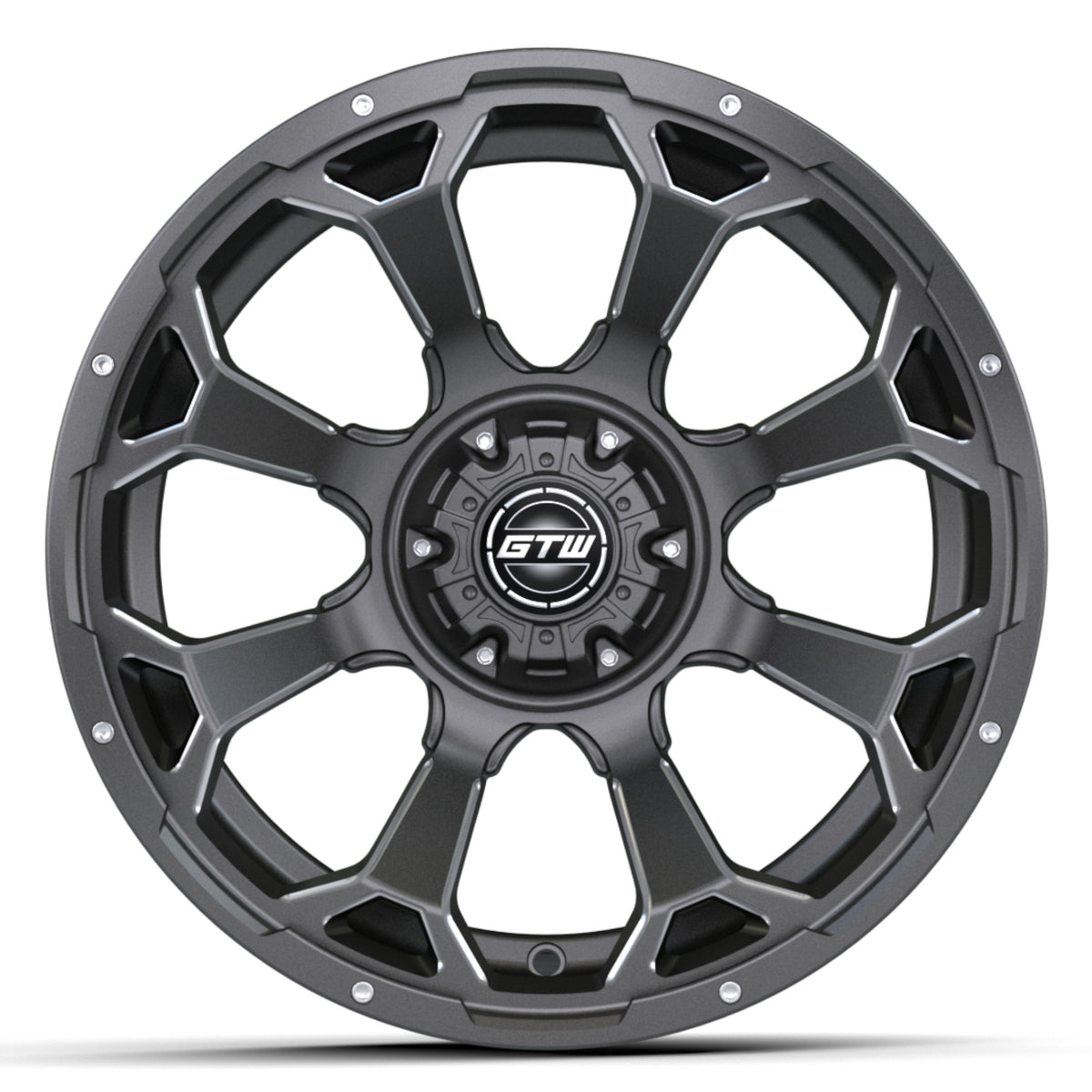 Raven Wheel, 14X7, Matte Gray/Ball Mill – wheel, front view