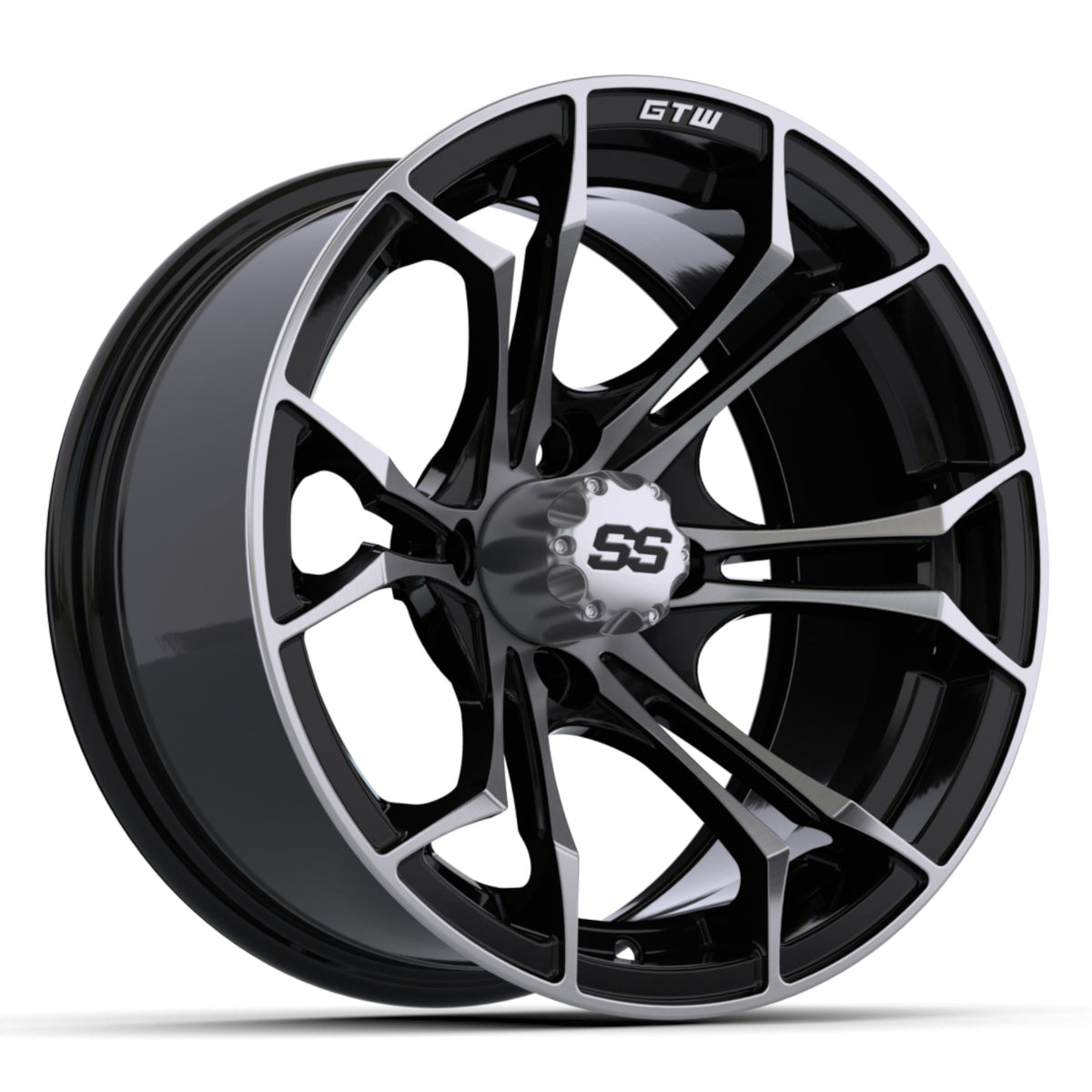Wheel 14X7 Spyder, Et-.25 Mfb w/SS Cap – wheel, angled view