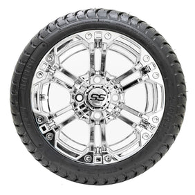 12" GTW Specter Chrome Wheels with 18" Mamba Street Tires - Set of 4