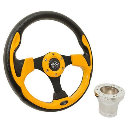 Steering Wheel Kit, Yellow/Rally 12.5 w/Chrome Adapter, Yama – additional product view