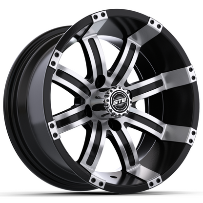 GTW Tempest 12x7 Machined Black Wheel – wheel, side angle view