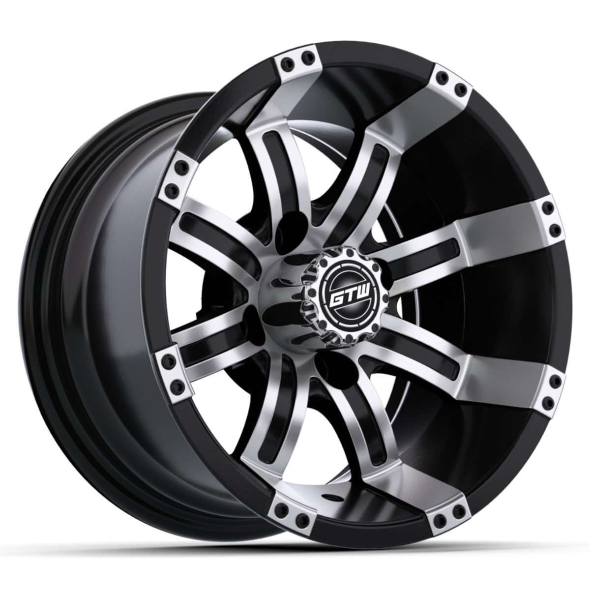 GTW Tempest 10x7 Machined Black Wheel – wheel, side angle view