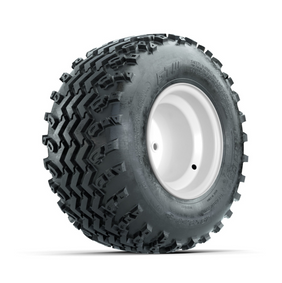 GTW Steel White 2:5 Offset 8 in Wheels with 18x9.50-8 Rogue All Terrain Tires - Full Set