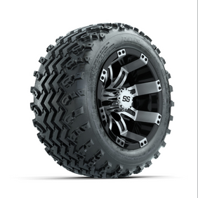 GTW Tempest Machined/Black 10 in Wheels with 18x9.50-10 Rogue All Terrain Tires - Full Set