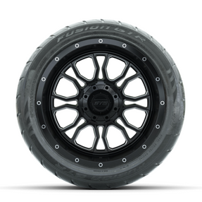 GTW Volt Machined/Black 14 in Wheels with 225/40-R14 Fusion GTR Street Tires - Full Set