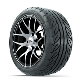 GTW Pursuit Machined/Black 14 in Wheels with 225/40-R14 Fusion GTR Street Tires  Full Set