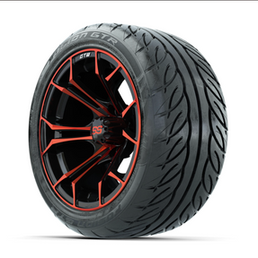 GTW Spyder Red/Black 14 in Wheels with 225/40-R14 Fusion GTR Street Tires  Full Set