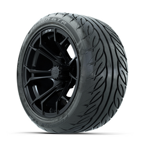 GTW Spyder Matte Black 14 in Wheels with 225/40-R14 Fusion GTR Street Tires - Full Set