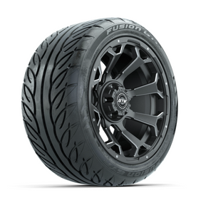 GTW Raven Off-Road Matte Grey 14 in Wheels with 225/40-R14 Fusion GTR Street Tires  Full Set