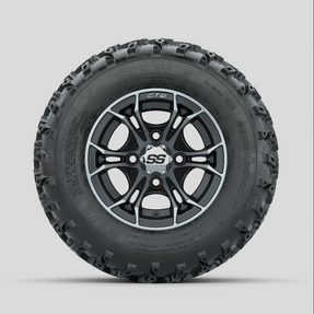 GTW Spyder Machined/Matte Grey 10 in Wheels with 20x10.00-10 Rogue All Terrain Tires - Full Set