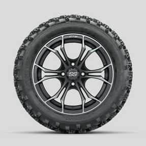 GTW Spyder Machined/Grey 14 in Wheels with 23x10.00-14 Rogue All Terrain Tires  Full Set