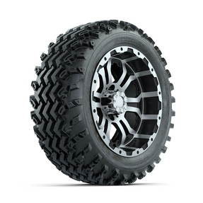 GTW Omega Machined/Black 14 in Wheels with 23x10.00-14 Rogue All Terrain Tires  Full Set