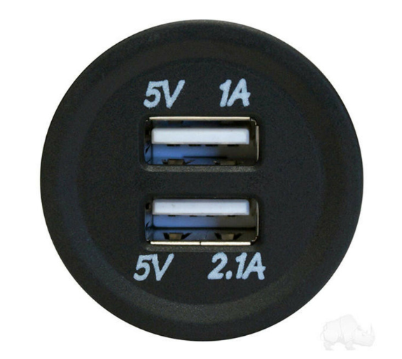 RHOX Golf Cart 12V Phone/USB Charger Accessory – dual USB ports, front view