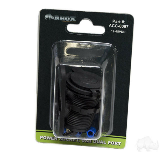 RHOX Golf Cart 12V Phone/USB Charger Accessory – retail packaging