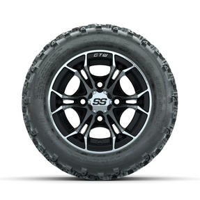 GTW Spyder Machined/Black 10 in Wheels with 18x9.50-10 Rogue All Terrain Tires - Full Set