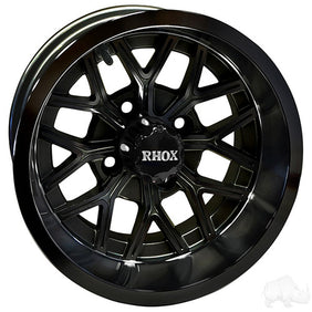 RHOX RX283, Gloss Black w/ Center Cap, 12x7 ET-43
