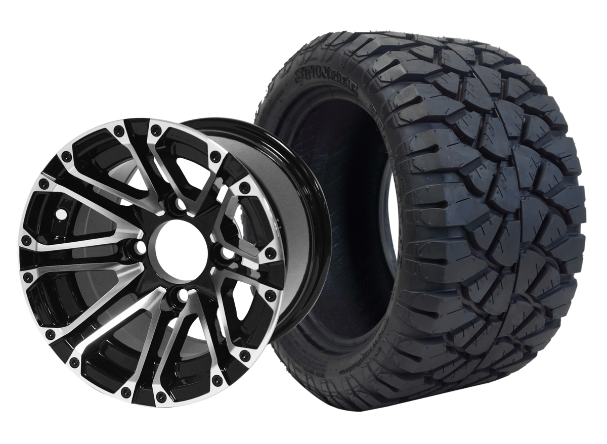 TR1004-WH1006 - SGC 10" Lancer Machined/Black Wheel and STINGER Tire Combo