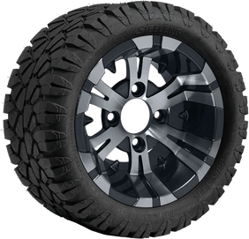 TR1004-WH1021 - SGC 10" Vampire Machined/Gunmetal Wheel and STINGER Tire Combo