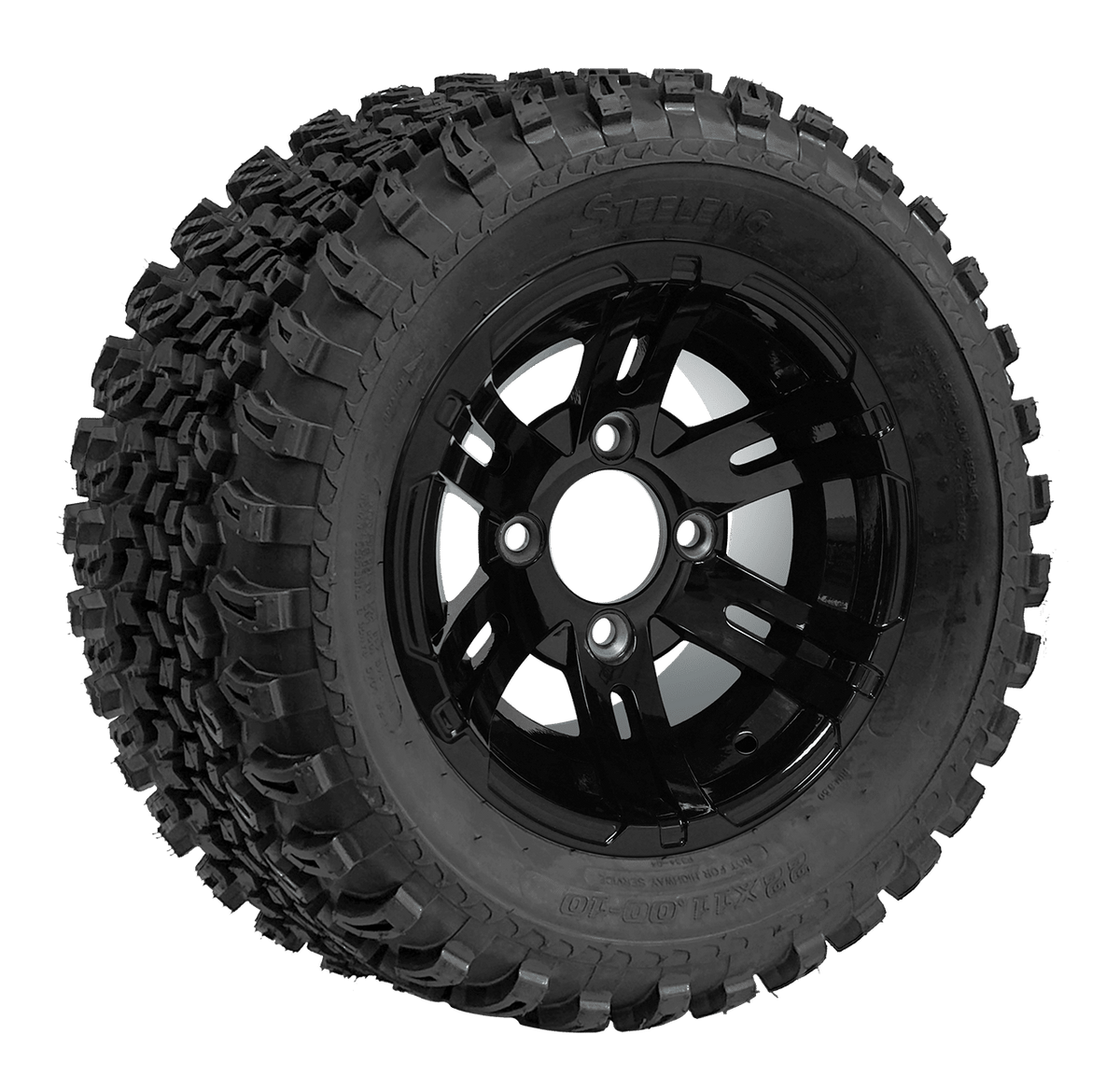 TR1005-WH1001 - SGC 10" Bulldog Glossy Black Wheel and 22" All Terrain Tire Combo
