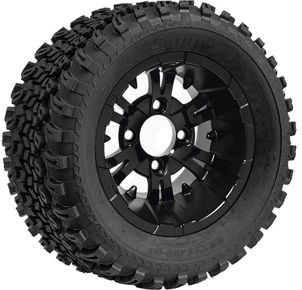 TR1005-WH1019 - SGC 10" Vampire Glossy Black Wheel and 22" All Terrain Tire Combo