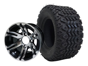 TR1008-WH1004 - SGC 10" Bulldog Machined/Black Wheel and 18" All Terrain Tire Combo