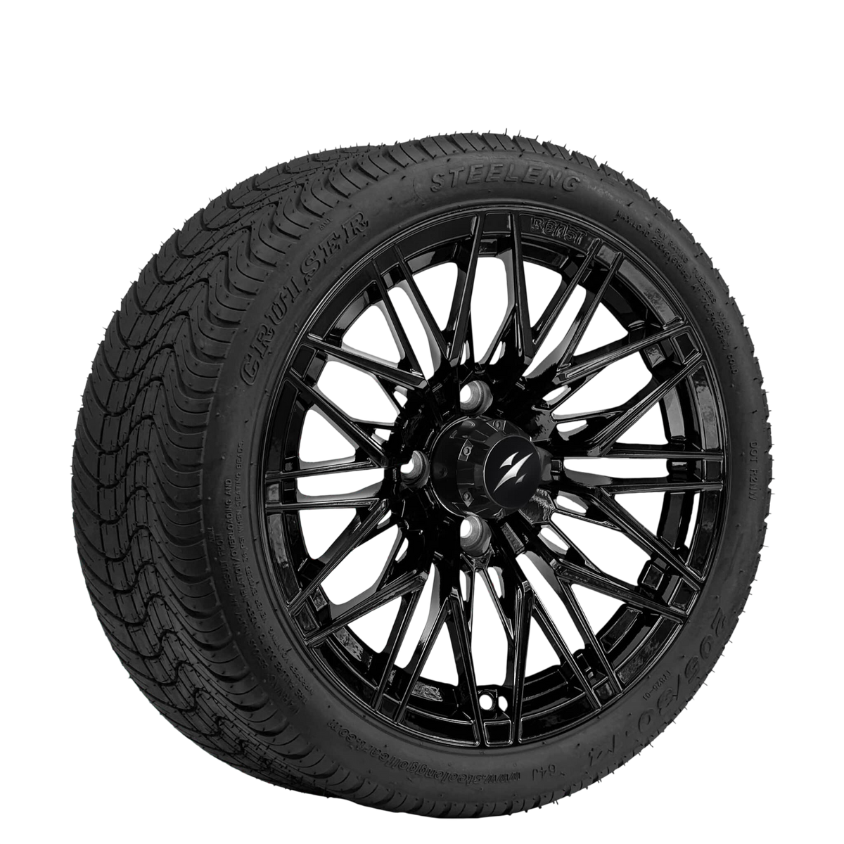 14" BEAST Hornet Glossy Black with 205/30-14 Low Profile - Golf Cart Wheel & Tire Combo